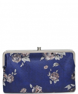 Urban Expressions Faux Leather Wallet  Metal hardware Complements Classic Style 7287F-UR SANDRA FLORAL NAVY